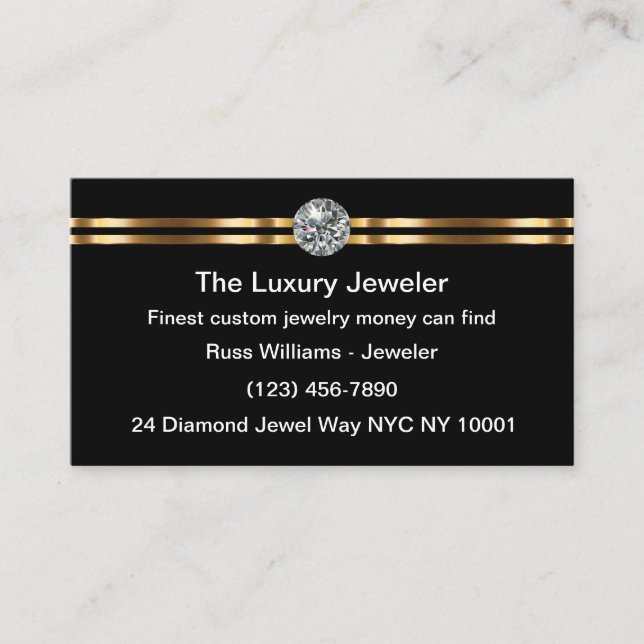 Classy Custom Jeweller Upscale Business Cards (Front)