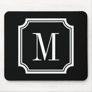 Classy custom monogram mouse pad Black and white