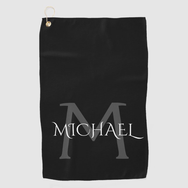 Classy Custom Name and Initial Golf Towel (Front)