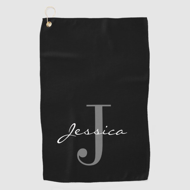 Classy Custom Name + Initial Golf Towel (Front)