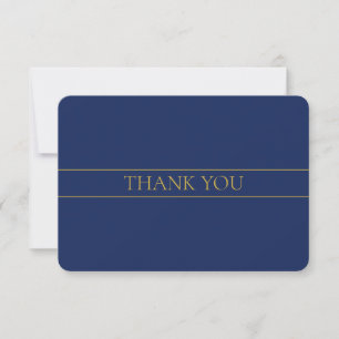 Classy Customizable Gold Text & Dark Navy Blue Thank You Card