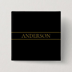 Classy Customizable Gold Text & Lines 2 Inch Square Button