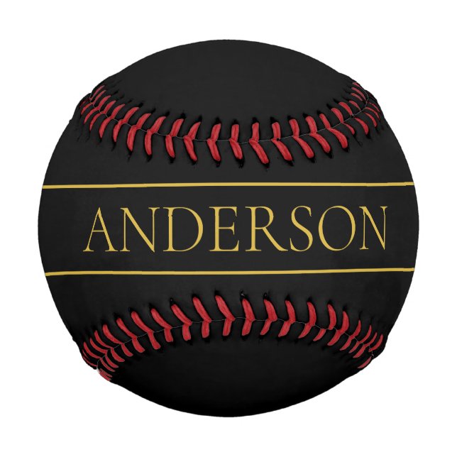 Classy Customizable Gold Text & Lines Baseball (Front)