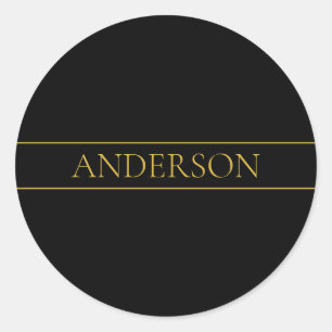 Classy Customizable Gold Text & Lines Classic Round Sticker