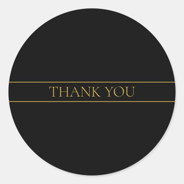 Classy Customizable Gold Text & Lines Classic Round Sticker (Front)