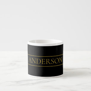 Classy Customizable Gold Text & Lines Espresso Cup