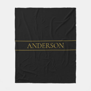 Classy Customizable Gold Text & Lines Fleece Blanket