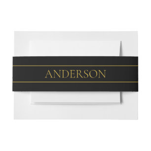 Classy Customizable Gold Text & Lines Invitation Belly Band