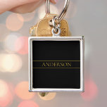 Classy Customizable Gold Text & Lines Keychain<br><div class="desc">Your custom name or brand.</div>