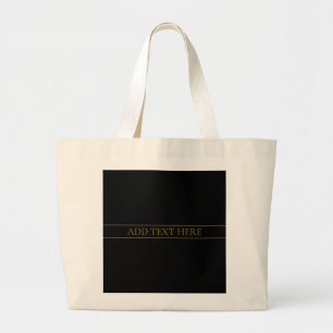 Classy Customizable Gold Text & Lines Large Tote Bag