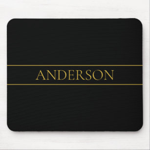 Classy Customizable Gold Text & Lines Mouse Pad