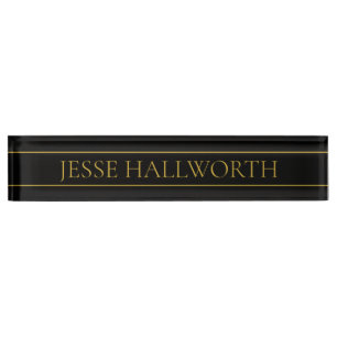Classy Customizable Gold Text & Lines Nameplate