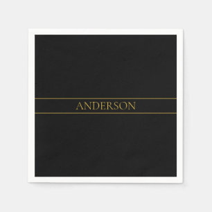 Classy Customizable Gold Text & Lines Napkin