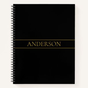 Classy Customizable Gold Text & Lines Notebook
