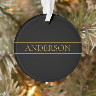 Classy Customizable Gold Text & Lines Ornament
