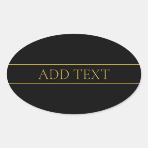 Classy Customizable Gold Text & Lines Oval Sticker
