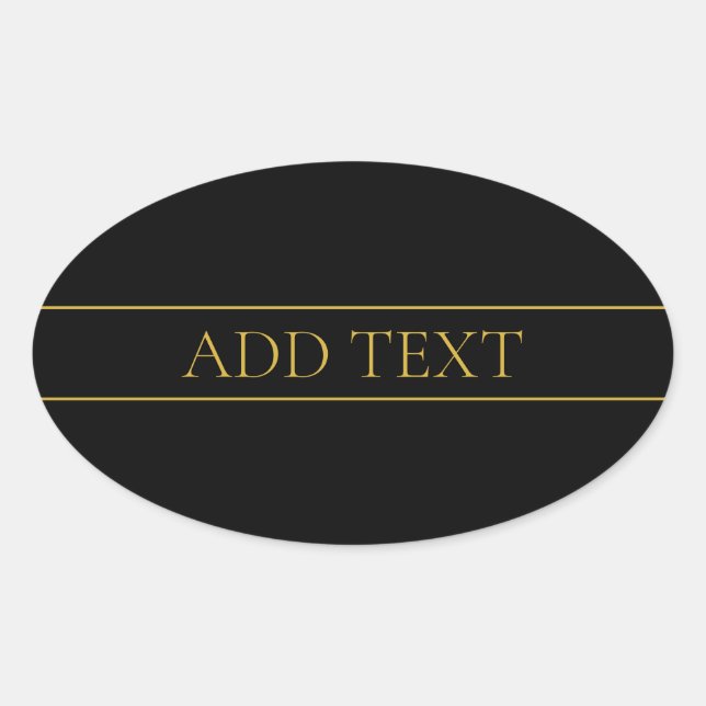 Classy Customizable Gold Text & Lines Oval Sticker (Front)