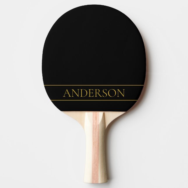 Classy Customizable Gold Text & Lines Ping Pong Paddle (Front)