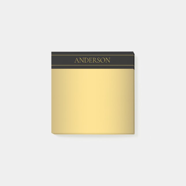 Classy Customizable Gold Text & Lines Post-it Notes (Front)