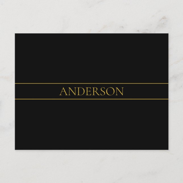 Classy Customizable Gold Text & Lines Postcard (Front)