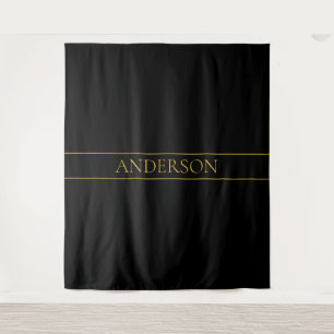 Classy Customizable Gold Text & Lines Tapestry