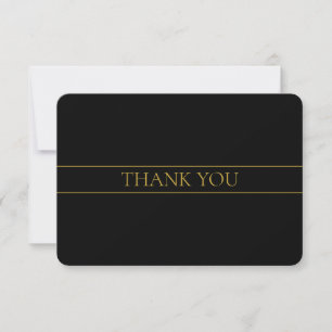 Classy Customizable Gold Text & Lines Thank You Card