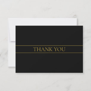Classy Customizable Gold Text & Lines Thank You Card
