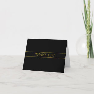 Classy Customizable Gold Text & Lines Thank You Card
