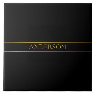 Classy Customizable Gold Text & Lines Tile