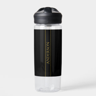Classy Customizable Gold Text & Lines Water Bottle