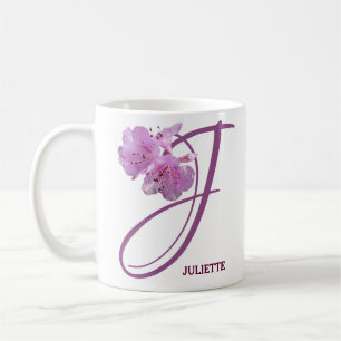 Classy Customizable J monogram pink rose flowers  Coffee Mug
