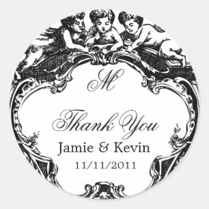 Classy Customizable Monogrammed Cherub Sticker