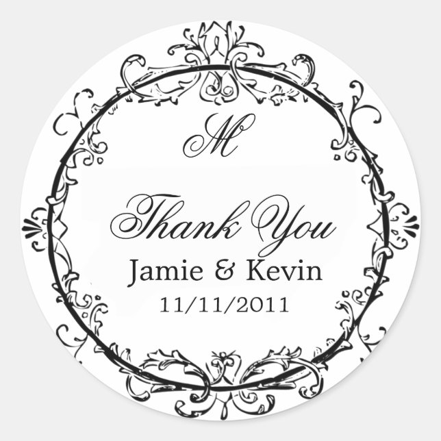 Classy Customizable Monogrammed Stickers (Front)