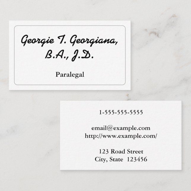 Classy & Customizable Paralegal Business Card (Front/Back)