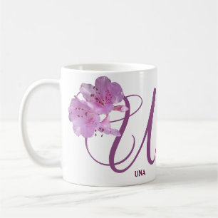Classy Customizable U monogram pink rose flowers C Coffee Mug