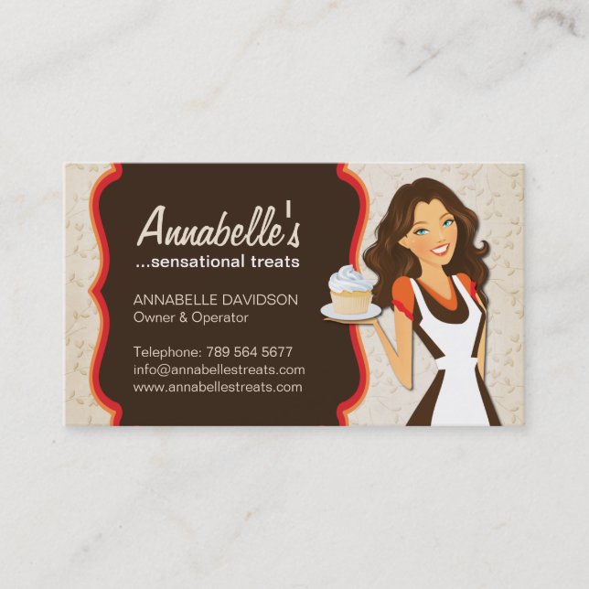 Classy Damask Bakery Business Card (Front)
