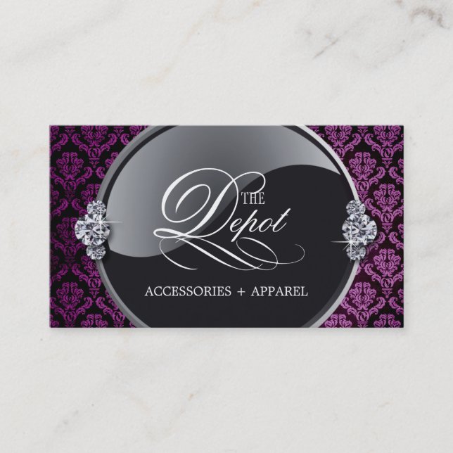 Classy Damask Business Card (Front)