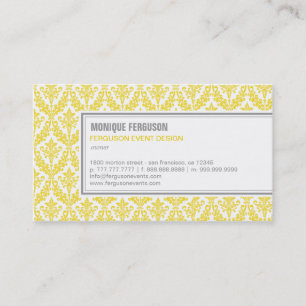 Classy Damask Business Card - Lemon