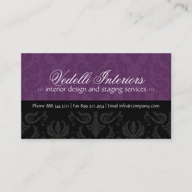 Classy Damask Designer Business Card (Front)