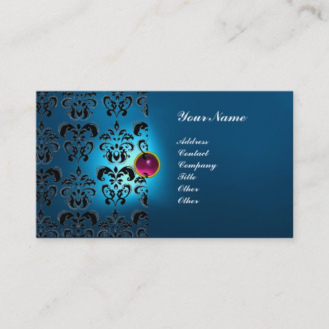 CLASSY DAMASK GEM  MONOGRAM BUSINESS CARD (Front)