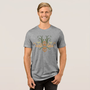 Classy Damask Geometric Flora With Branches  Tri-Blend Shirt