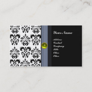 CLASSY DAMASK MONOGRAM black topaz yellow platinum Business Card