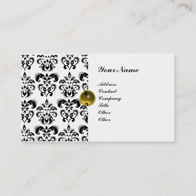 CLASSY DAMASK  MONOGRAM BUSINESS CARD (Front)