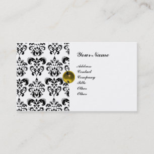 CLASSY DAMASK MONOGRAM metallic eggshell Business Card