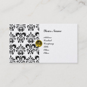 CLASSY DAMASK MONOGRAM metallic pearl Business Card