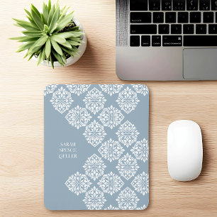 Classy Damask Regency Geometric Cadet Grey Mouse Pad