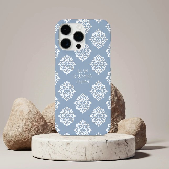 Classy Damask Regency Pale Blue Case-Mate iPhone Case (Creator Uploaded)
