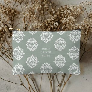 Classy Damask Regency Pale Sage Accessory Pouch
