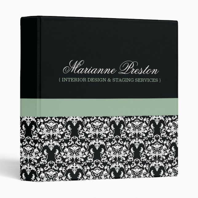 Classy Damask Salon Appointment Binder (Front/Spine)