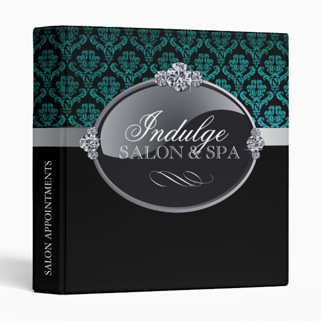 Classy Damask Salon Appointment Binder (Front/Spine)